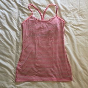 Lululemon Racerback Tank - Neon Pink/White Striped